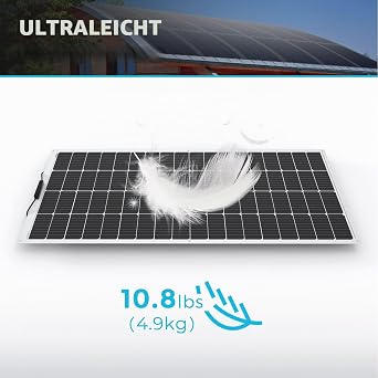 Renogy 200 W 12 V Solar Panel Flexible Monocrystalline Solar Module Silicon Solar Cell Photovoltaic Off Grid for 12 V Batteries Motorhome Camping Caravan Boats