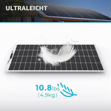 Renogy 200 W 12 V Solar Panel Flexible Monocrystalline Solar Module Silicon Solar Cell Photovoltaic Off Grid for 12 V Batteries Motorhome Camping Caravan Boats