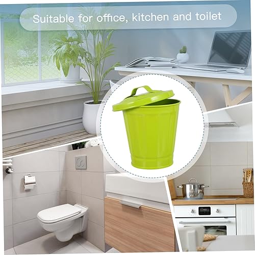 Miniatura 7 de SOLUSTRE Bote de basura blanco para oficina, mesa de comedor, mini tocador, cocina, papelera de 13 galones, maceta con tapa, mesa de comedor, bote