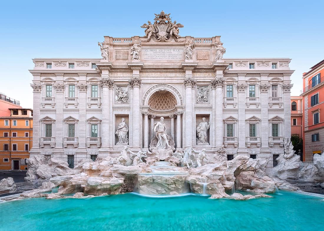 BELECO 20x10ft Fabric Italy Trevi Fountain Backdrop Rome Baroque Architecture Italy Landmark Background Rome Travel Italian Theme Party Decoration