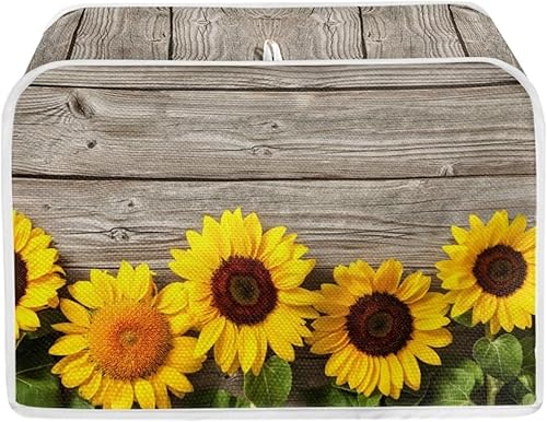 Cubierta acolchada de poliéster para tostadora de tablero de madera de girasol para tostadora de dos rebanadas, protección contra el polvo de