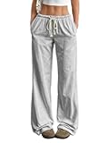 ZAFUL Casual Pants for Women, Pajama Pants Stripe Home Pants Palazzo Drawstring Waist Straight Leg
