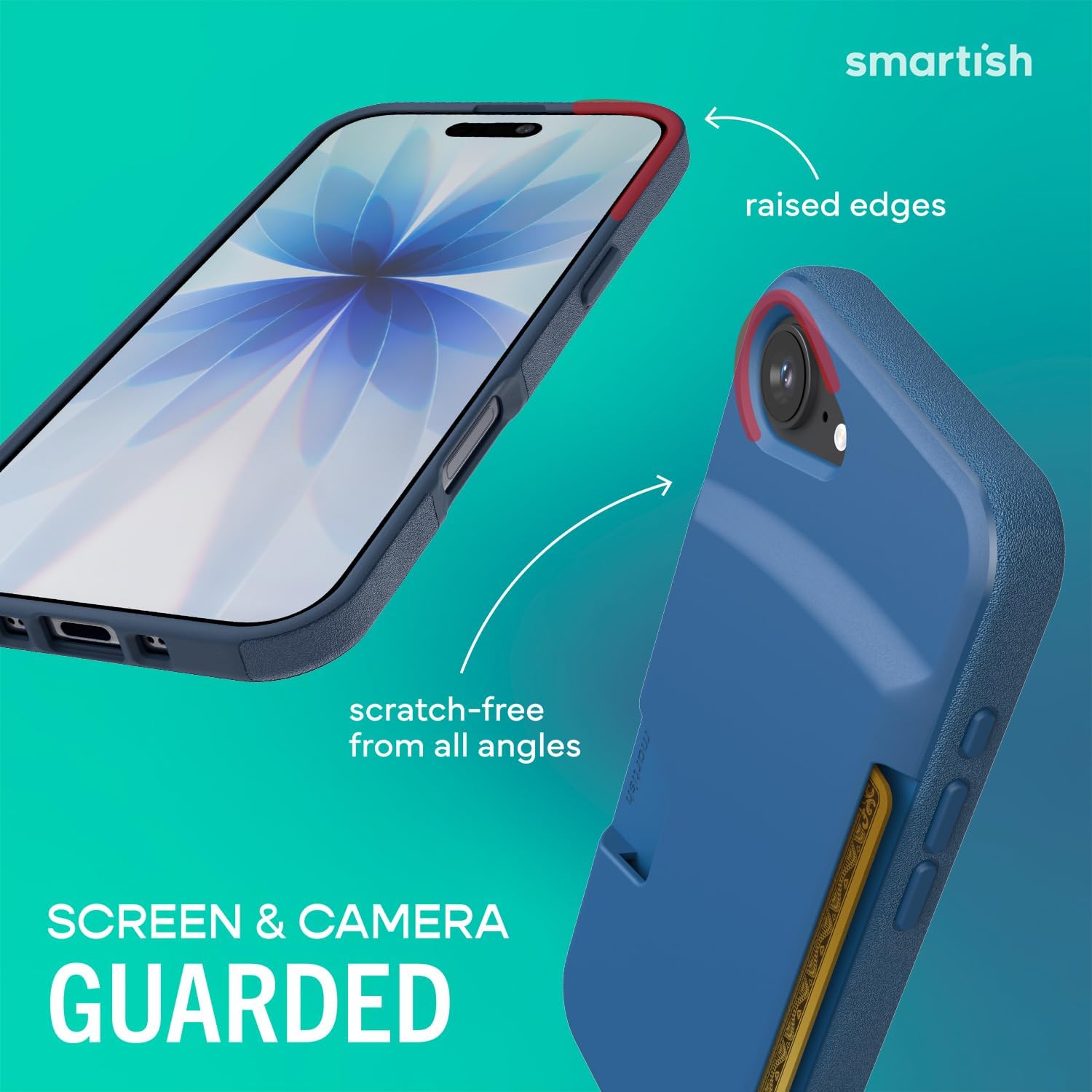 Smartish® iPhone 17e/16e Wallet Case - Wallet Slayer Vol. 1 [Slim + Protective] Credit Card Holder - Drop Tested Hidden Credit Card Slot Cover for Apple iPhone 17e/16e - Blues on The Green