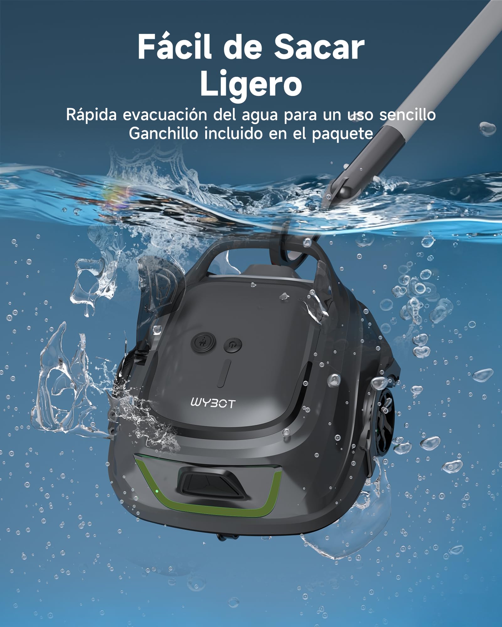 WYBOT A1p Robot Piscina Limpiafondos Inalámbrico para Piscinas sobre Suelo, Aspirador Automático, 120 Min Autonomía, Doble Filtración, LED, Carga 2,5h, 4 Modos,Verde Oliva