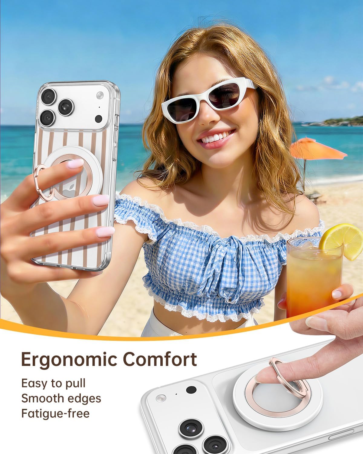 SYNCWIRE Magnetic Phone Ring Holder for MagSafe, 360° Rotation Cell Phone Grip Stand Finger Ring Kickstand Two-Sided Magnet Compatible with iPhone 17 Pro Max 16 15 14 13 12 MagSafe Accessories