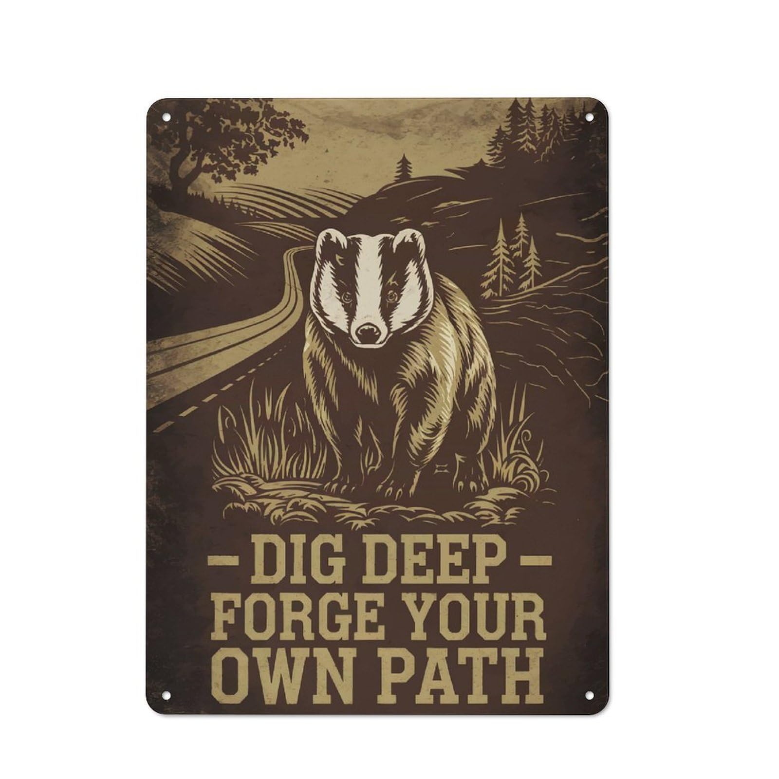 Rustic Tin Wall Sign 40x30cm Featuring The Badgers Way, Bistro Wall Plaque for Restaurant, Kitchen, Counter Or Breakfast Nook