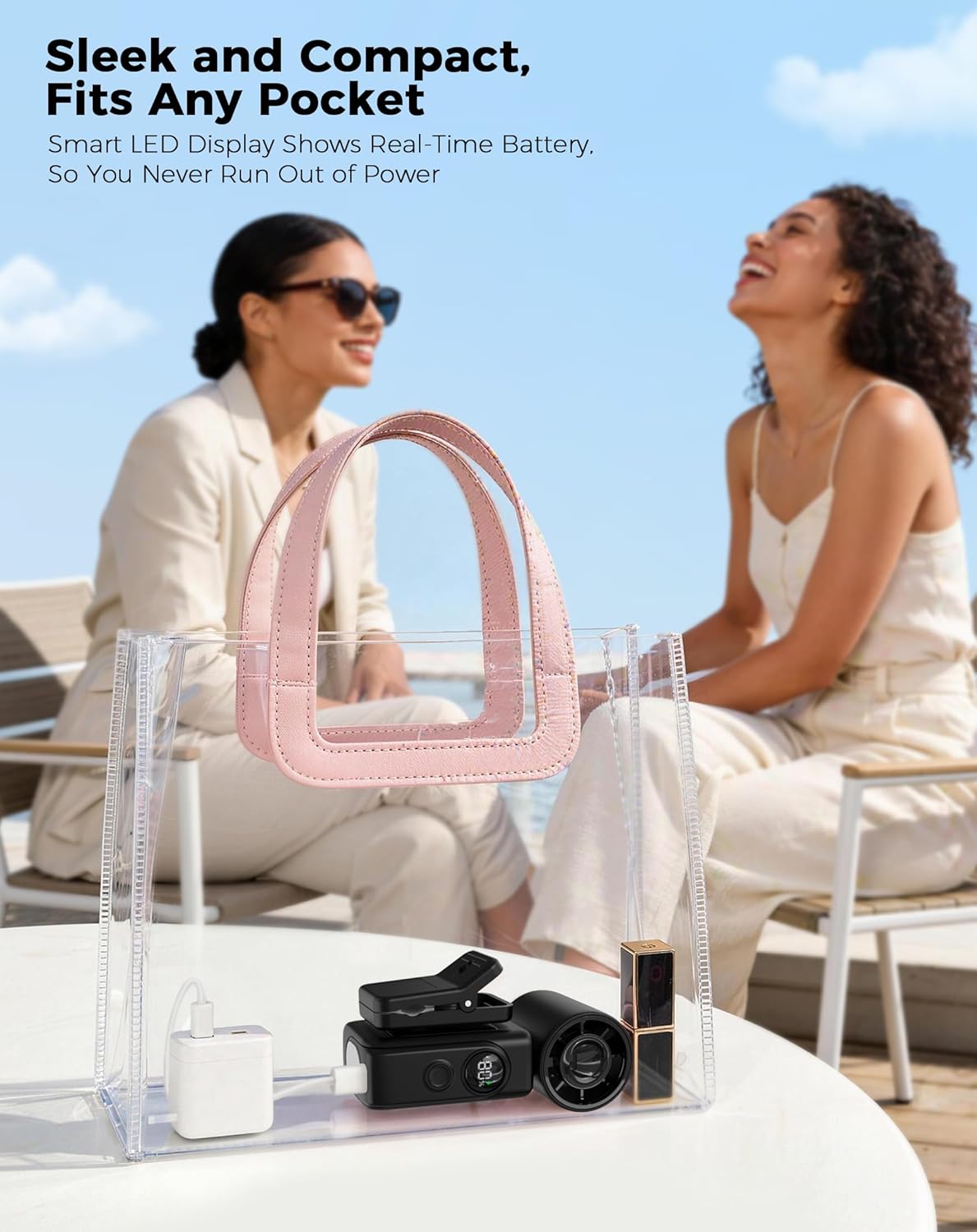 Handheld Fan Portable,0.26lb Mini Fan,4-Speed & 5000mAh rechargeable,USB-C Fast Charge & Power Display,Handheld/Clip-on Dual Mode for Outdoor Commute Office Travel Stroller Gifts for Women men Black