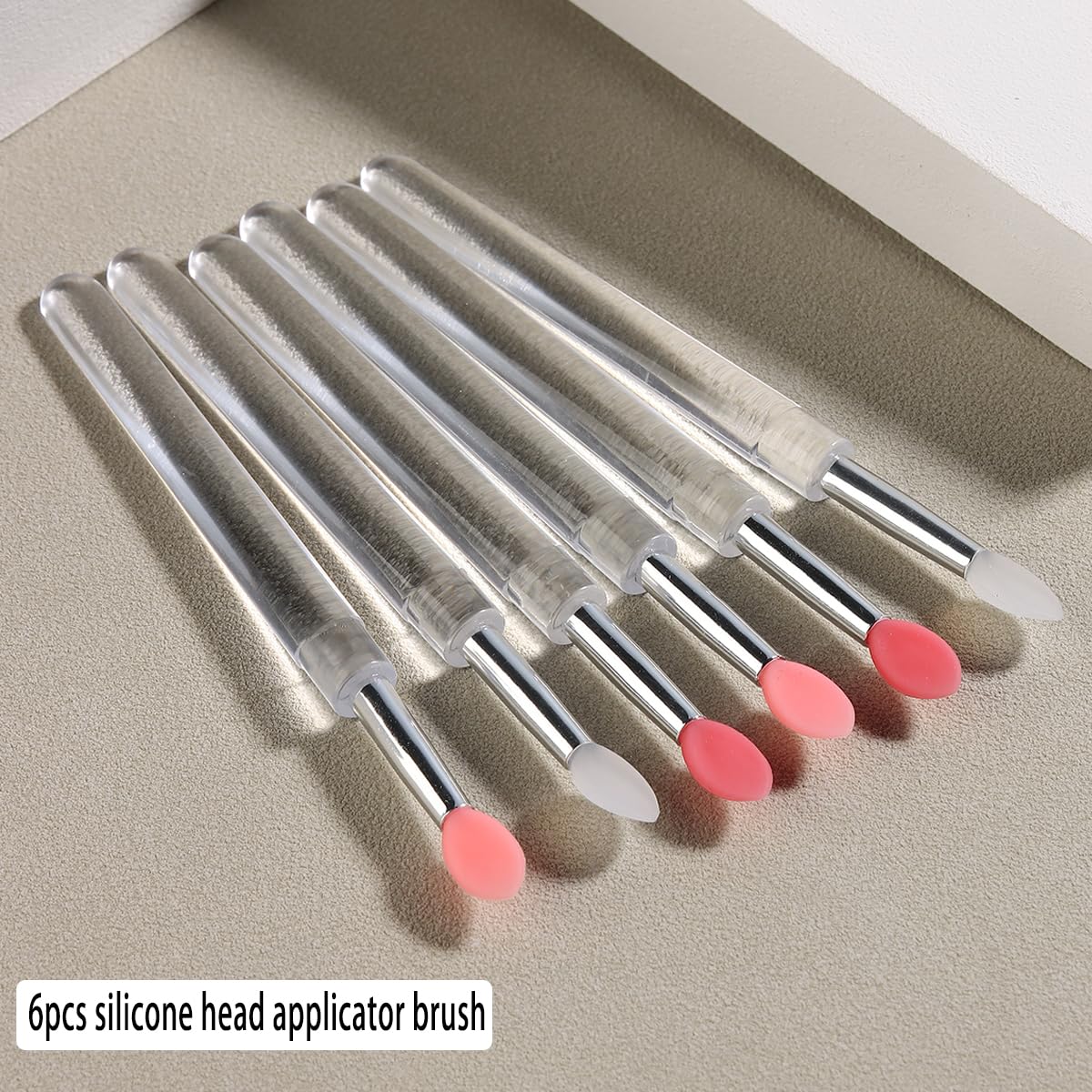 6Pcs Chrome Nail Powder Applicator Brushes, Silicone Head Nail Art Brushes With Cover, Reusable Nail Glitter Powder Pigment Pen Brush, Nail Art Applicator Tools, Lip Eyeshadow Makeup Stick