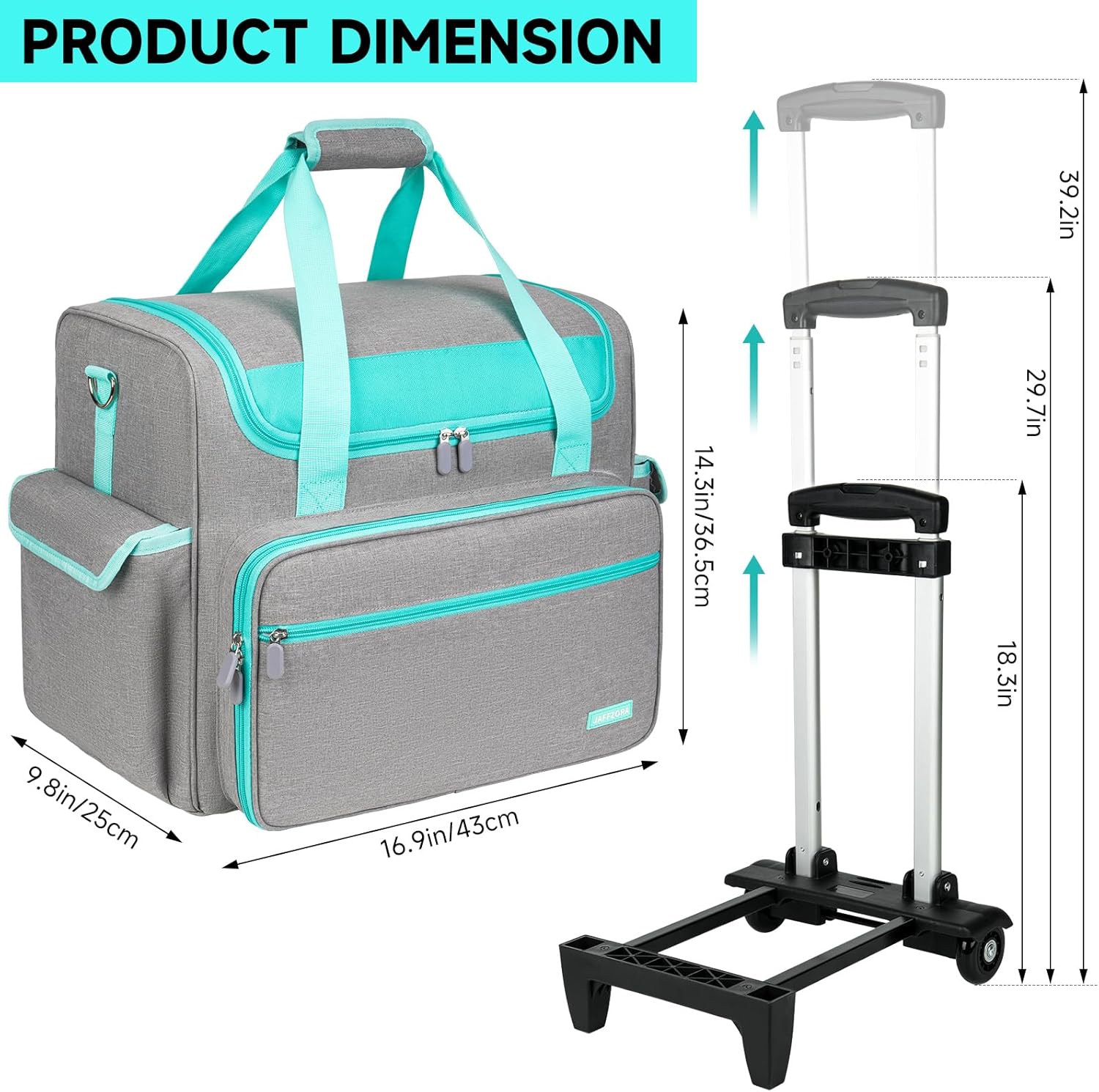 Rolling Teacher Bag with Wheels, Teacher Tote Bag with Detachable Trolley, Large Cart Briefcase with 17in Laptop Sleeve for Women Teaching Office Work Craft Nurse,Gray - Image 5