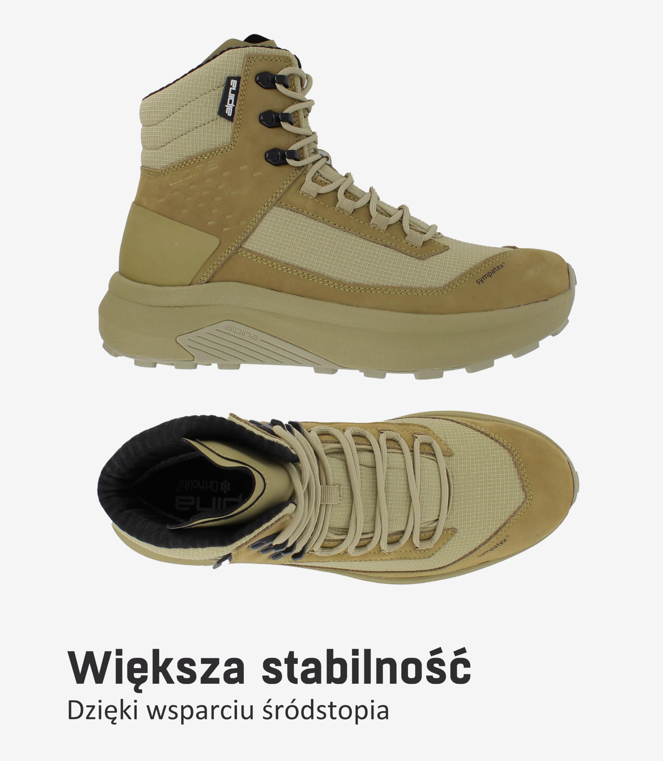 Alpina LYNX Buty Trekkingowe Męskie i Damskie | Wodoodporne Buty, Membraną Sympatex, Podeszwą Storm, Skóra & Ripstop, Do Polowania, Trekkingu i Trudnego Terenu