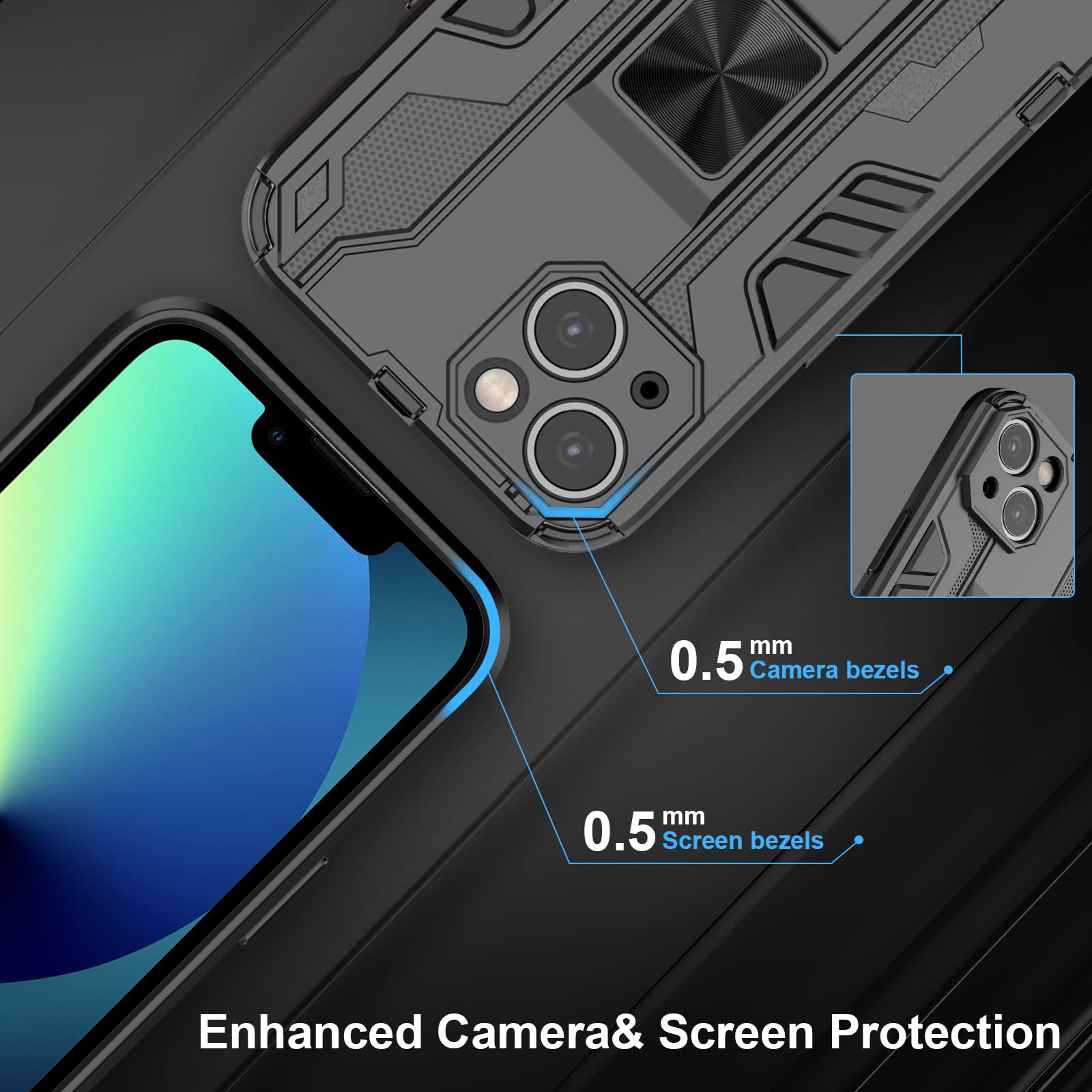 Funda para Xiaomi Redmi Note 15 Pro 5G, Carcasa Antigolpes con Soporte anular metálico, Case Protectora de Grado Militar, Azul — view 839
