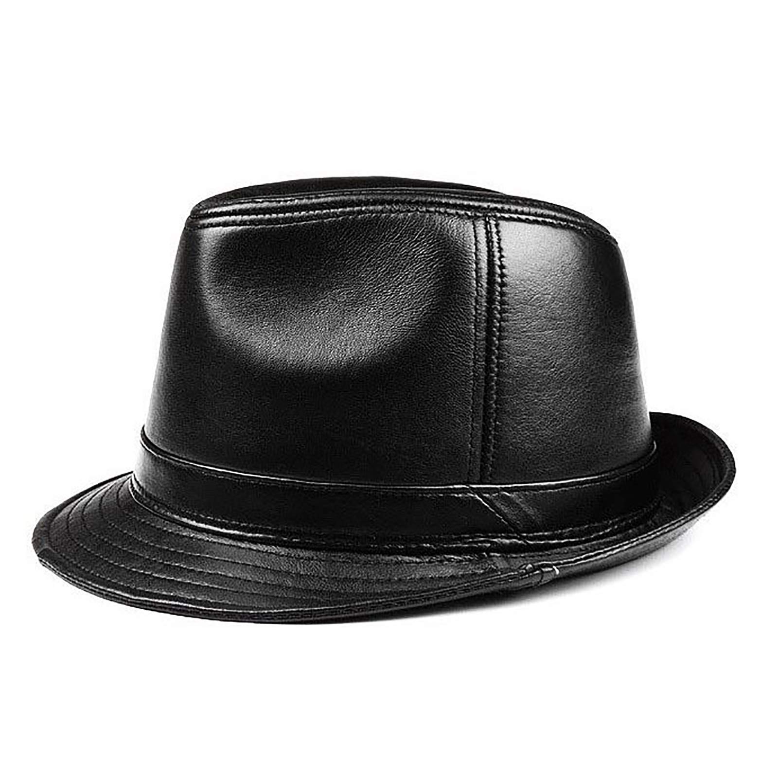 Sombreros de invierno, cuero de los hombres Jazz Cap Sheeepskin Fedoras Hat Big Brim Sombrero otoño e invierno