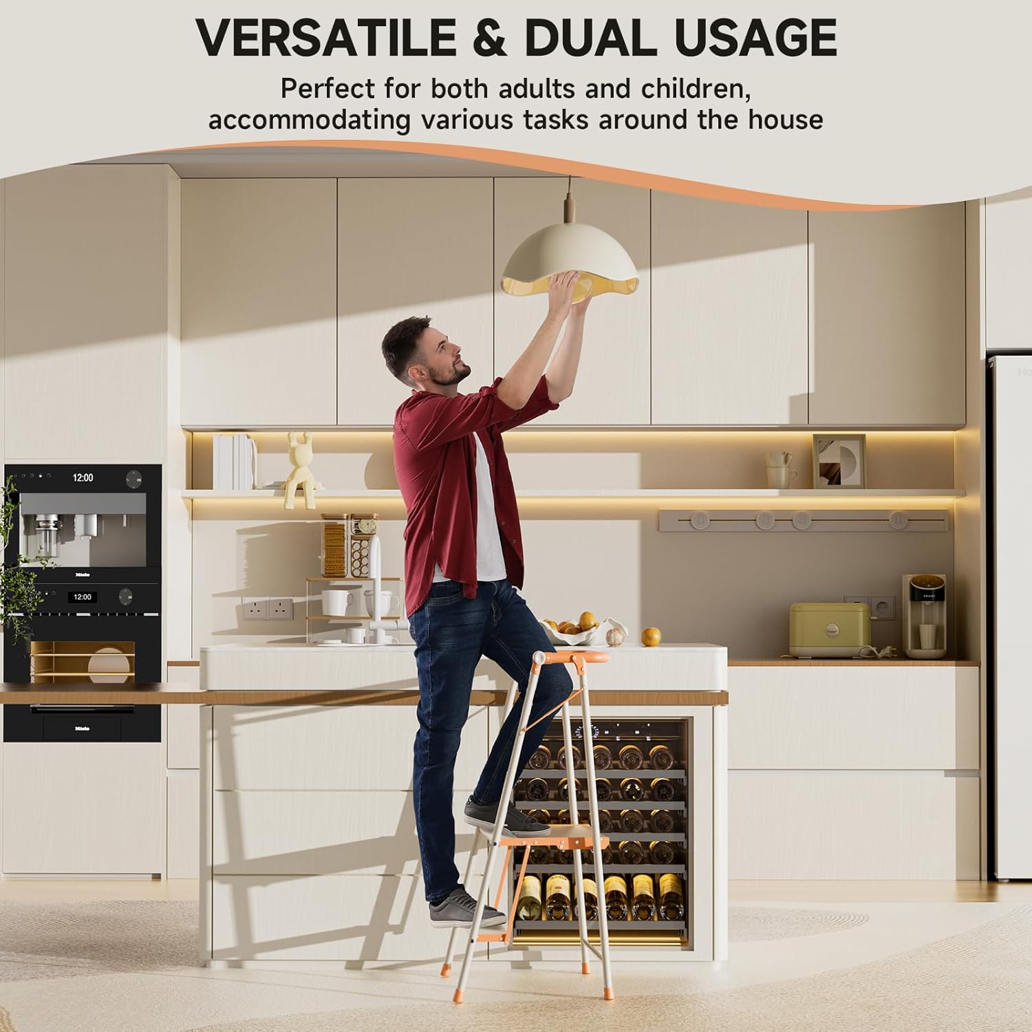 UNICOO® Foldable Toddler Tower - 2-Step Ladder for Adult - Foldable Kitchen Tower, Kids Step Stool, Folding Toddler Tower for Kitchen and Bathroom - Image 3