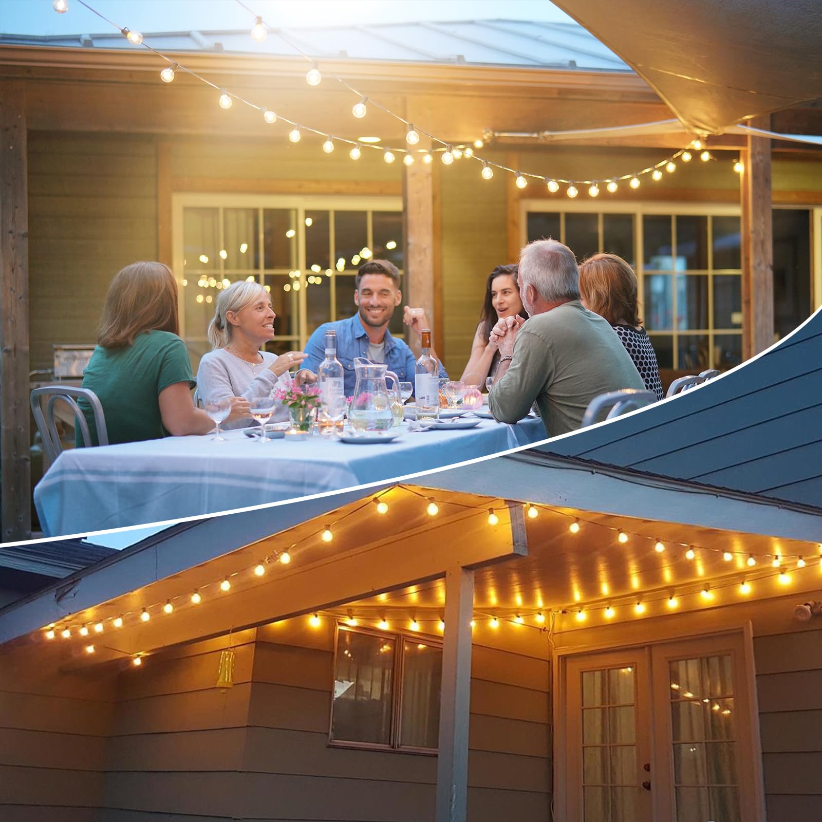Lichterkette Außen, 30M Dimmbar Lichterkette Outdoor mit Fernbedienung, 50+2 Bruchsicheren Birnen, IP45 Wasserdicht, Outdoor Lichterkette 2700K Warmweiß, Für Garten, Terrasse, Bistro, Haus
