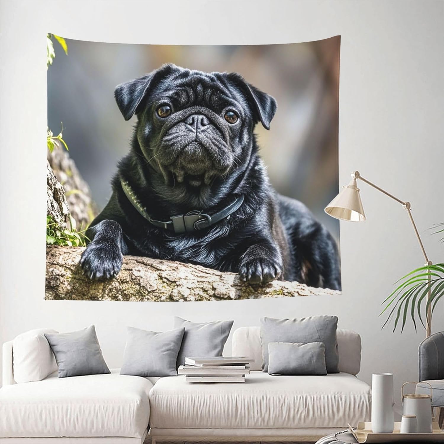 Generisch Wandteppich Mops Wandtuch Mops, Wandteppiche 240x260 cm Tapisserie Wandbehang Stoff Wanddeko für Wohnzimmer Schlafzimmer Wohnheim B-5311