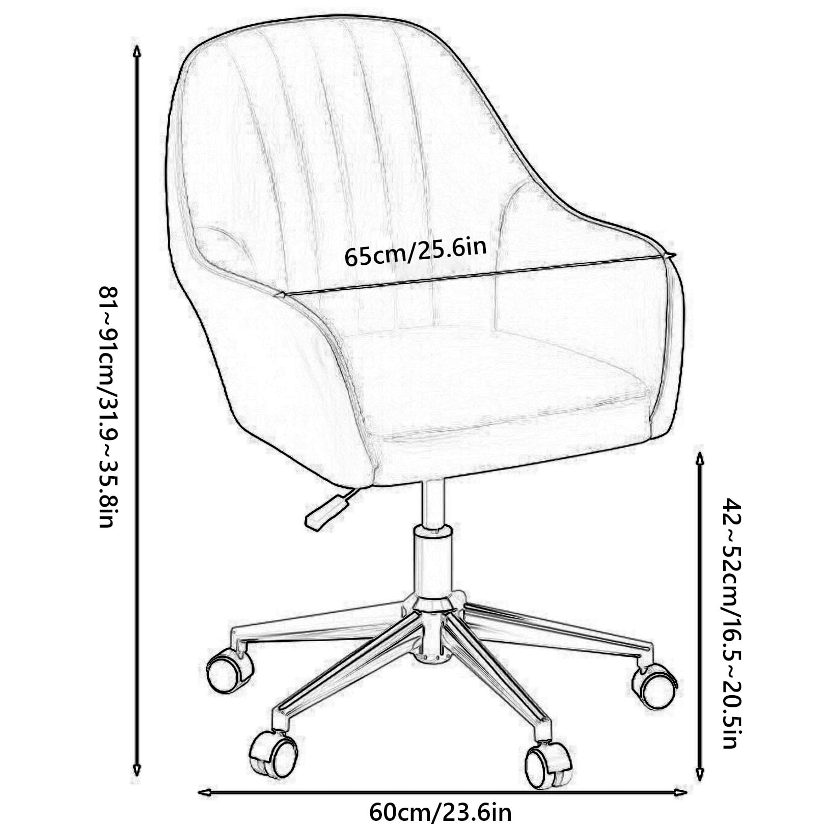 ErgonPU - Sedia da ufficio in pelle con ruote, elegante, girevole, per donne e ragazze, comoda sedia da lavoro grigia per casa e ufficio