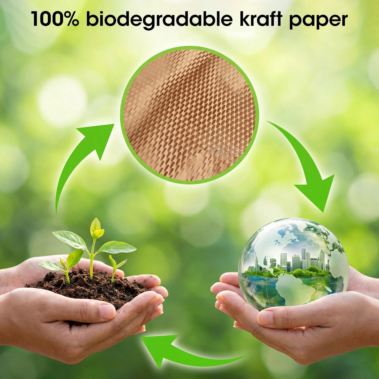 Papier d'emballage en nid d'abeille 30cm x 50m Rouleaux de Calage Recyclés pour Protection Objets Fragiles