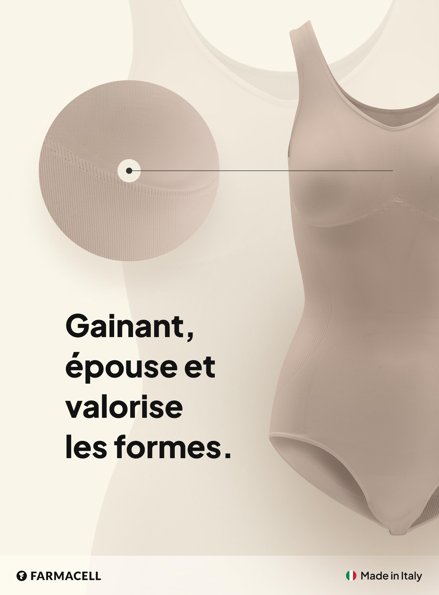 Farmacell Body Gainant Femme Ventre Plat et Push-Up, Made in Italy, 608
