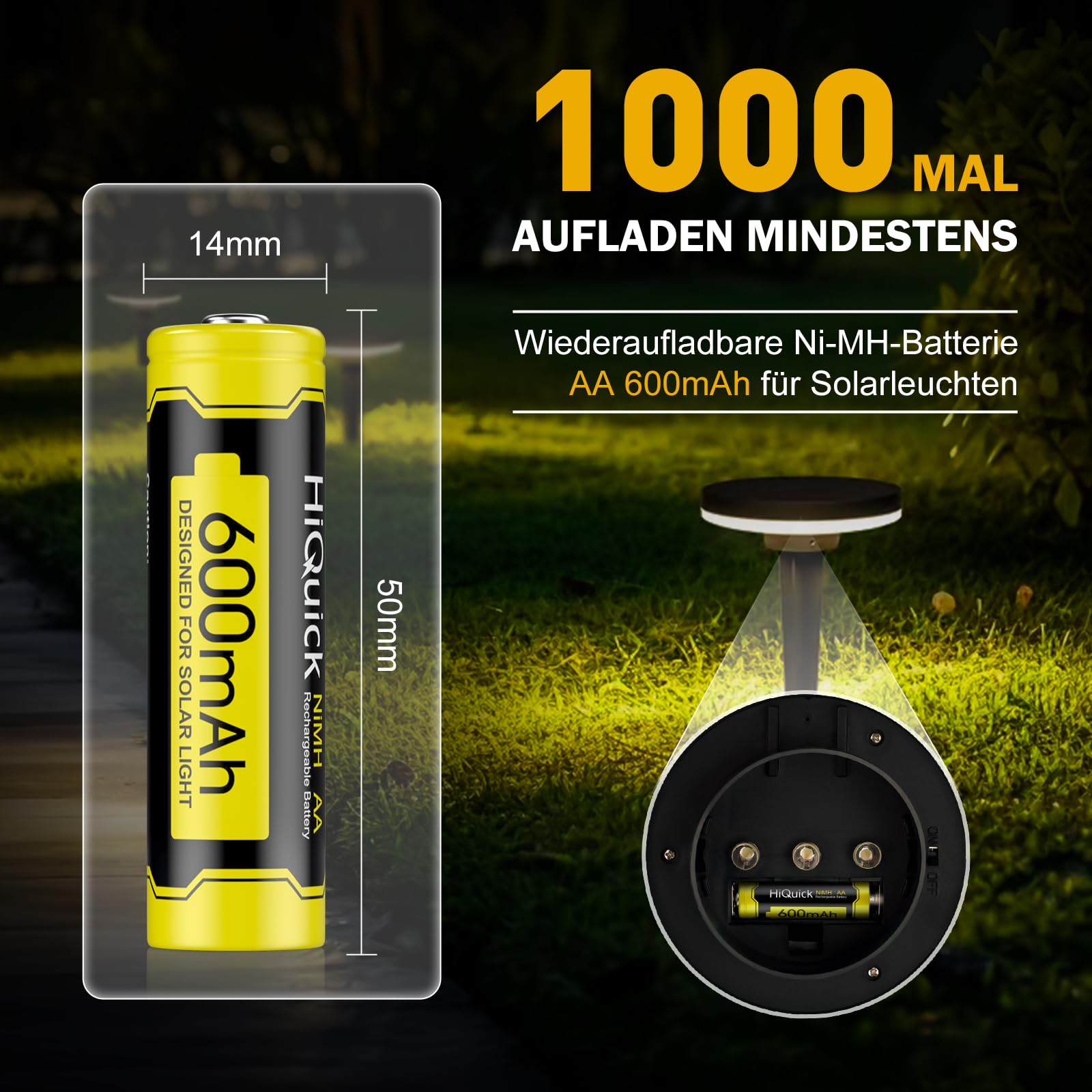 POWJIELI AAA Akku 1100mAh 6 Stück - Wiederaufladbare Ni-MH Batterien