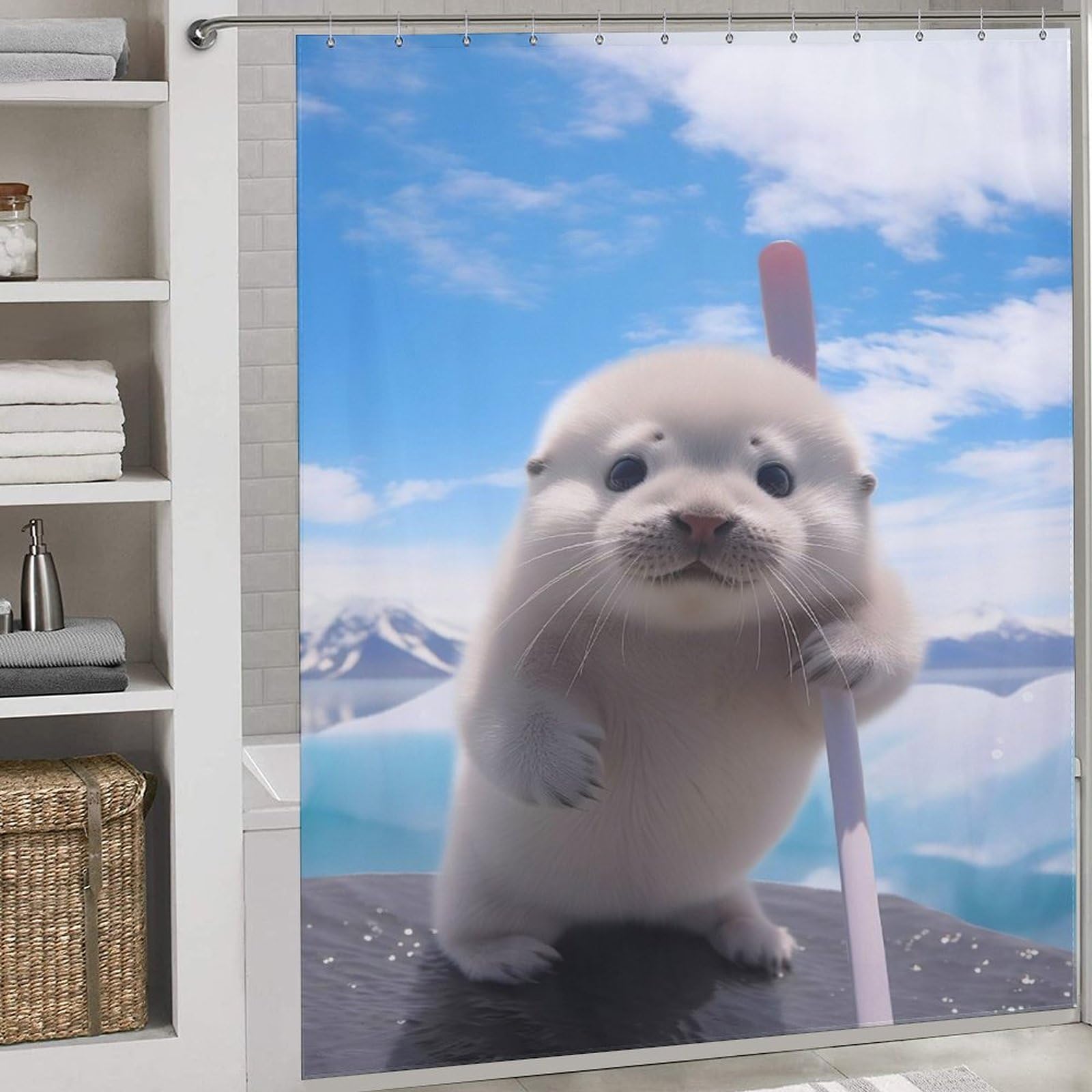 Rideau de douche pour la salle de bain motif loutre de mer 183cm