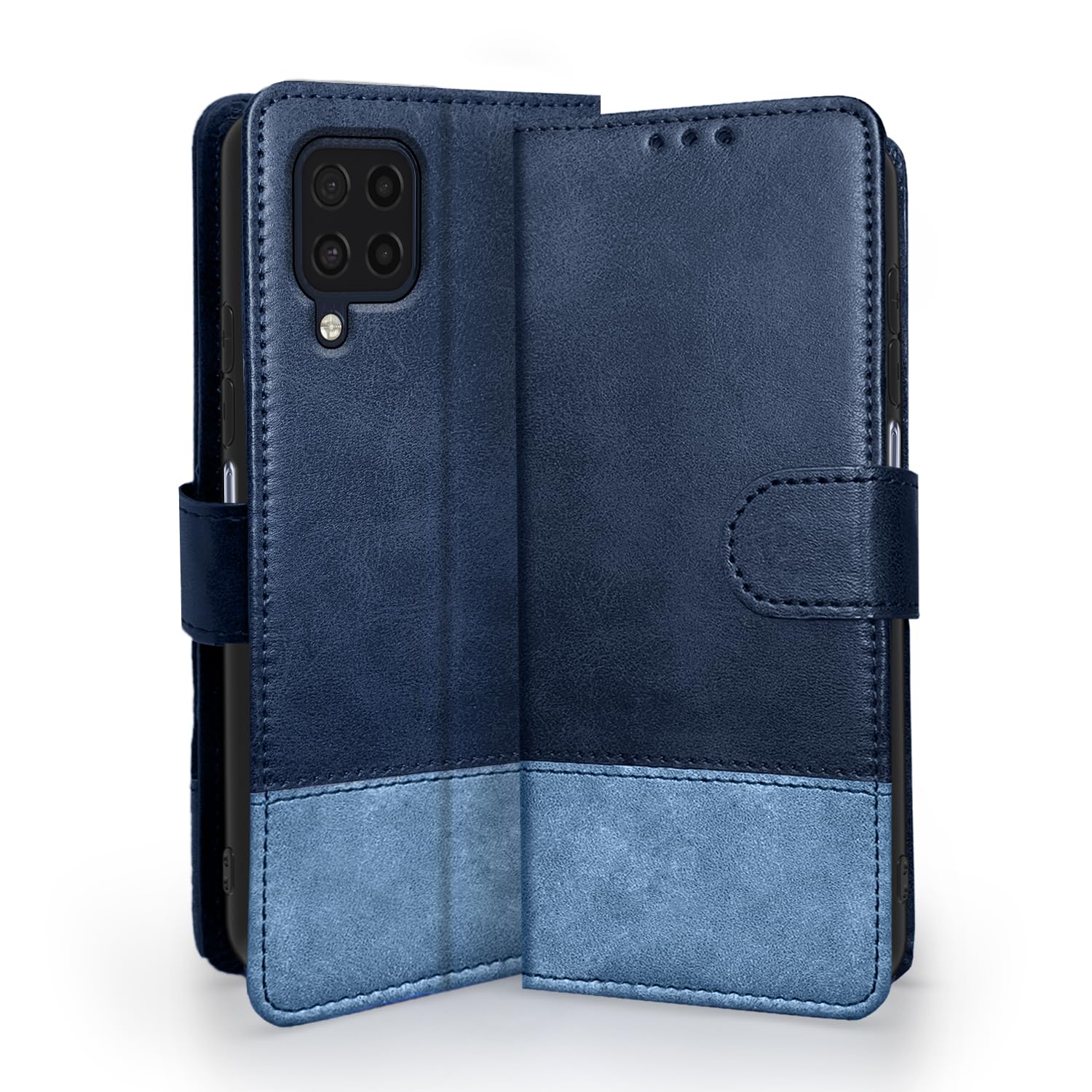 Pikkme Samsung Galaxy M32 4G / M32 Prime Flip Cover | Dual-Tone PU Leather Finish | Wallet Style & Stand | Magnetic Flip Case for Samsung Galaxy M32 4G / M32 Prime (Navy & Light Blue) (B0CQXRGH7D) Amazon Price History, Amazon Price Tracker