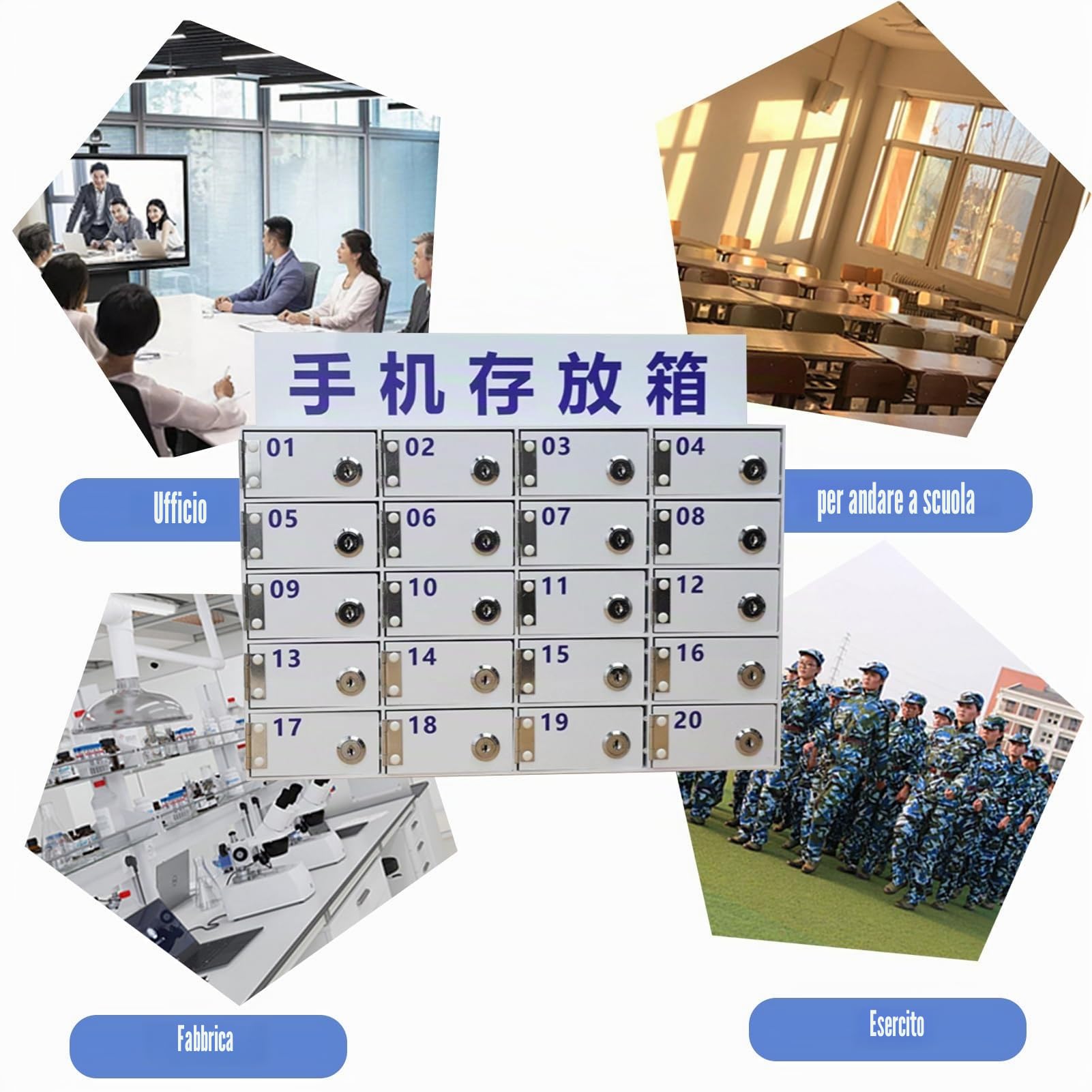 Scatola Portaoggetti per Cellulare Armadietto per Cellulare A Parete in Acrilico con Serratura Armadietto per Cellulare Armadietti per Dipendenti