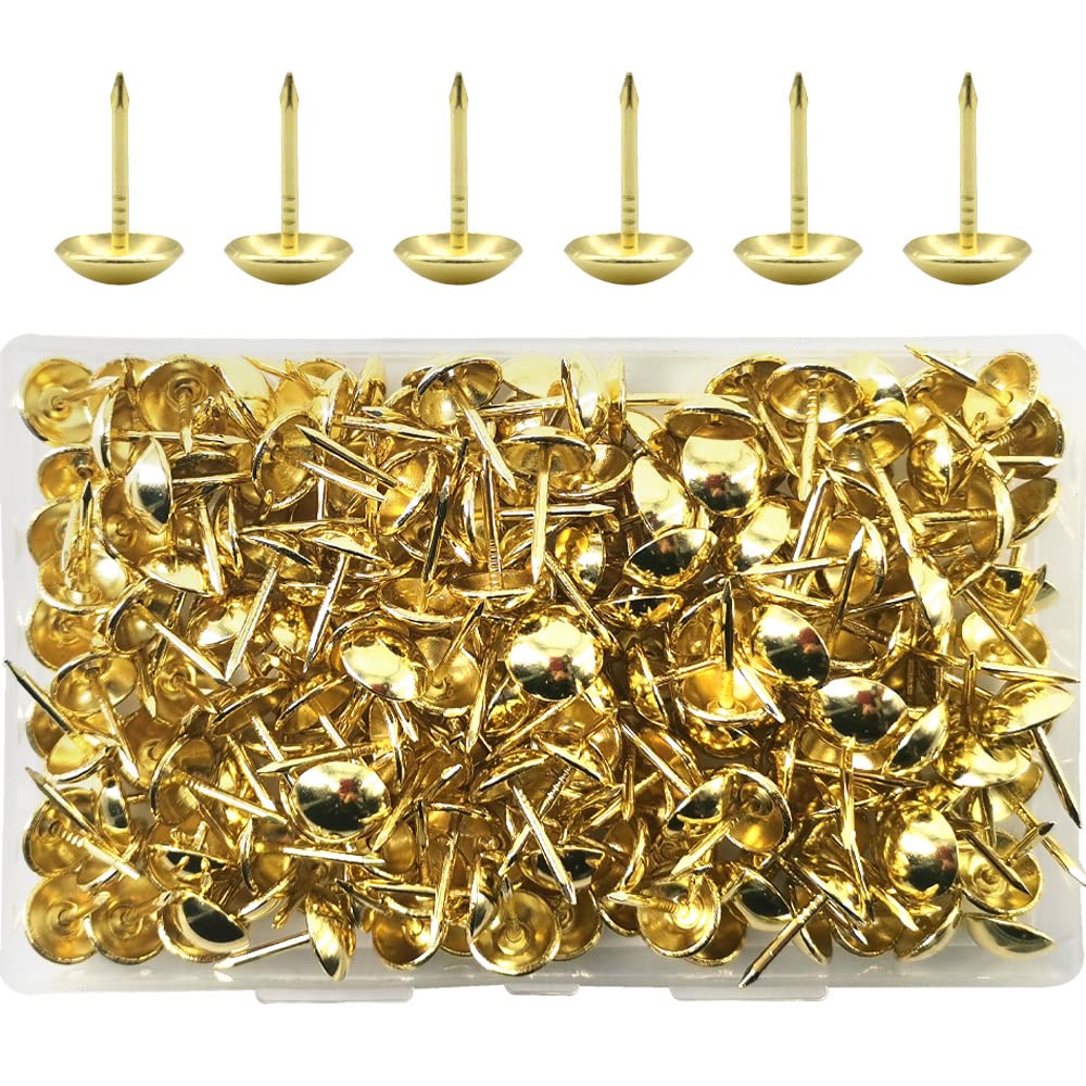 Ruidee Red Bronze 200 Pcs Antique Upholstery Tacks,Upholstery Tacks Pins,Furniture Decorative Thumbtacks,Tacks Thumb Tacks Push Pins (Std/Gold)