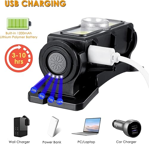 Miniatura 6 de XLENTGEN Paquete de 2 faros delanteros recargables de 1000 lúmenes LED con luz roja, 7 modos magnéticos manos libres, linterna frontal impermeable