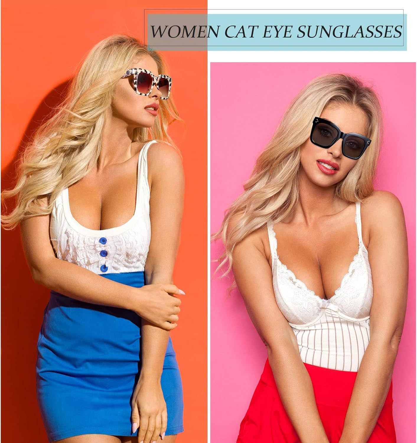 Frienda 6 Pairs Oversized Sunglasses Vintage Retro Square Frame Sunglasses with Flat Lens and 3 Pieces Glass Cloths - Image 5