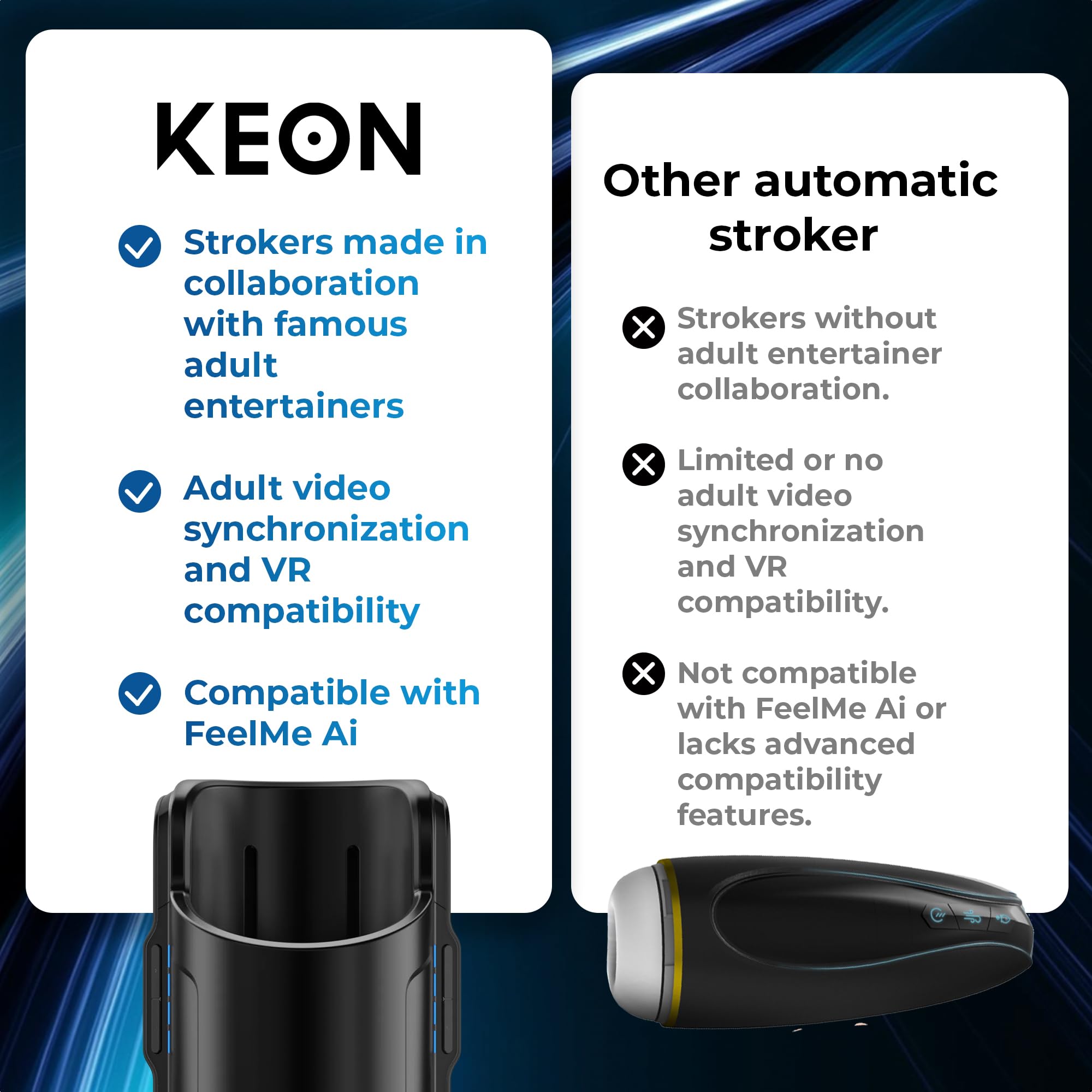 KIIROO Keon Masturbatore Automatico Maschile con Guaina Stroker – Controllo tramite App – Fino a 230 Movimenti al Minuto – Design a Mani Libere – Compatibile Wi-Fi