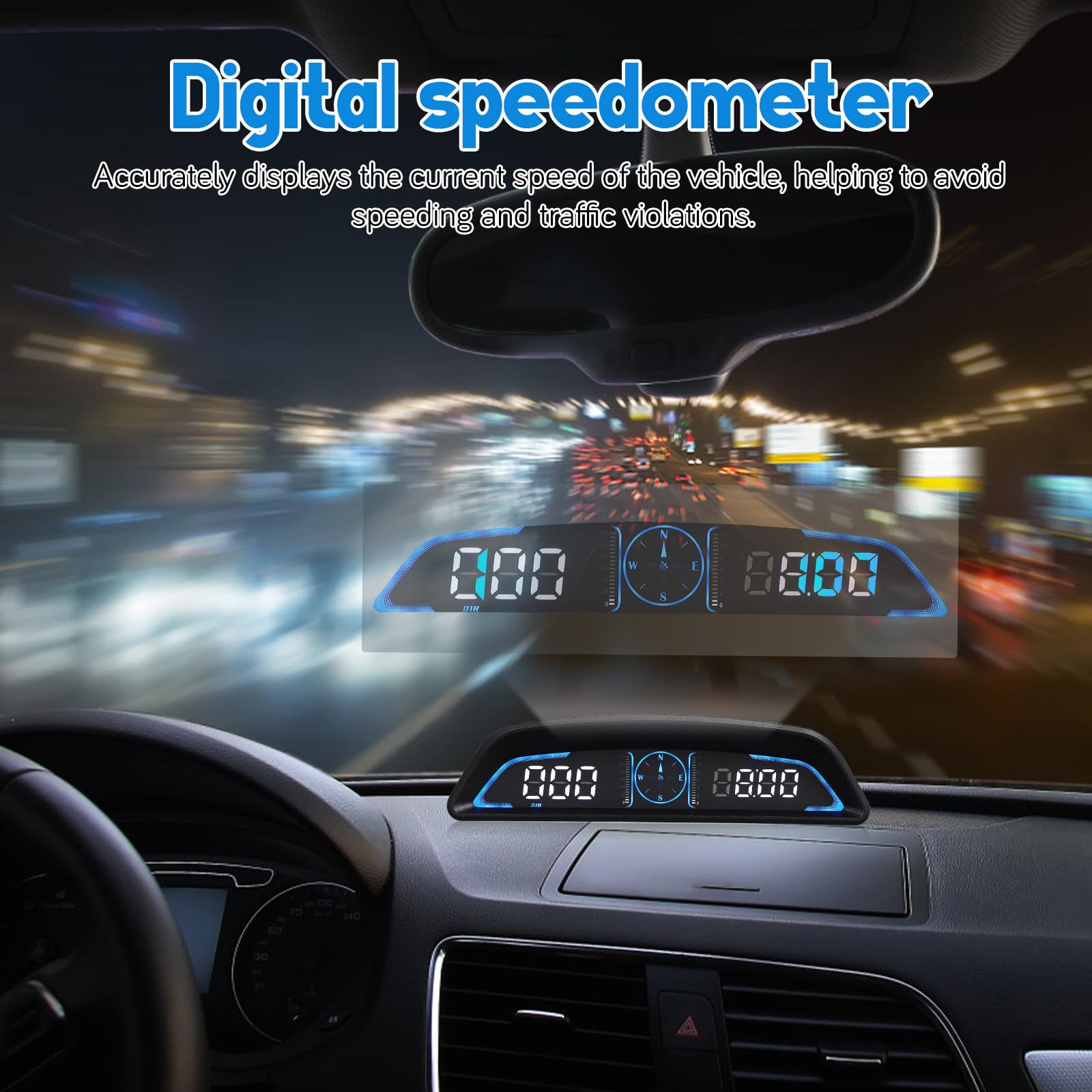 Ciieeo Display Tachimetro Auto Digitale con Allarme Superamento Velocità, Navigazione in Reale e Contachilometri Integrato per Gestione Veicolo, Materiale Abs e PC