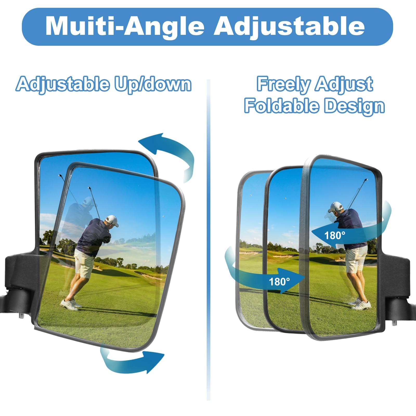 Espejo universal para carrito de golf, espejos laterales con luz intermitente, espejos retrovisores para coche club, Ezgo Yamaha, espejos laterales para carrito de golf