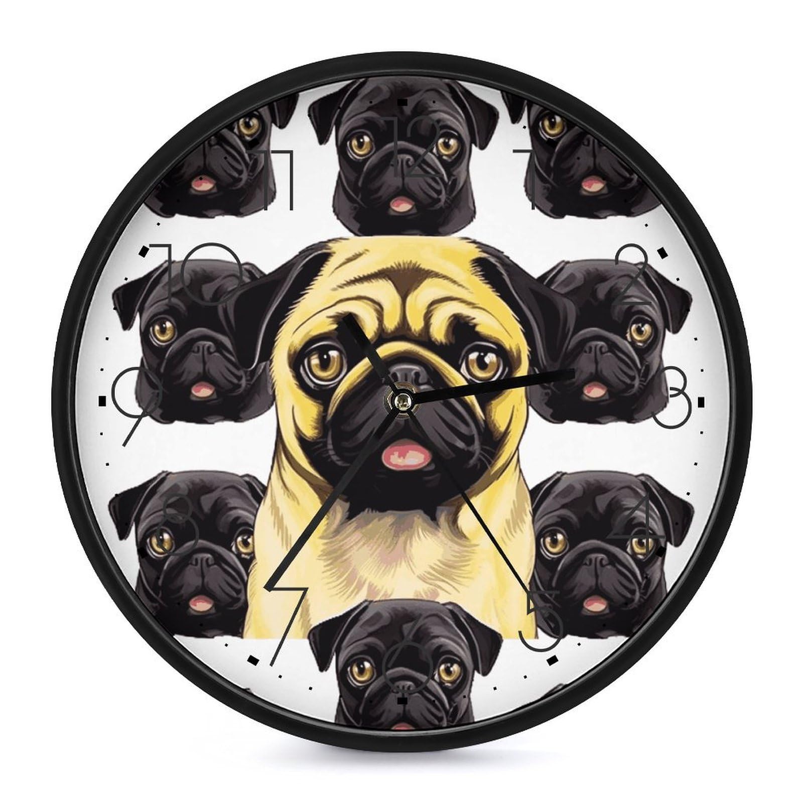 Horloge facile à lire jaune carlin ronde de 25,4 cm silencieuse pour mieux dormir