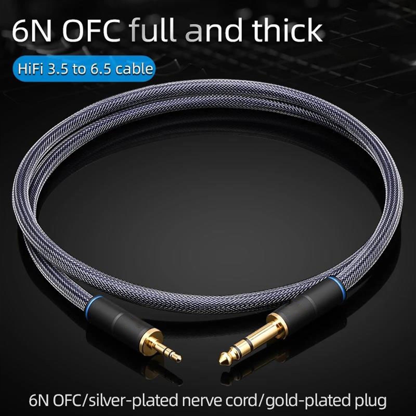 kabel audio instrumentu muzycznego Kabel AUX 3,5 Do 6,5 Mm 6N OFC 3,5 Mm Stereo Do 6,5 Mm TRS Jack Profesjonalny Kabel Do Telefonu I Gitary(3.5 m)