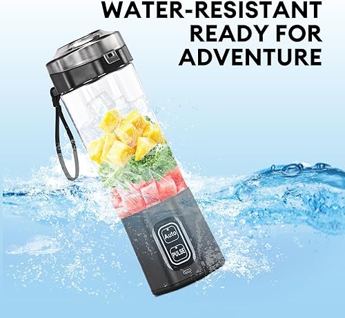 Miniatura 7 de Licuadora portátil para batidos, mini licuadora de 24 onzas para batidos y licuados con mezcla de pulso y diseño de protección para el hogar,