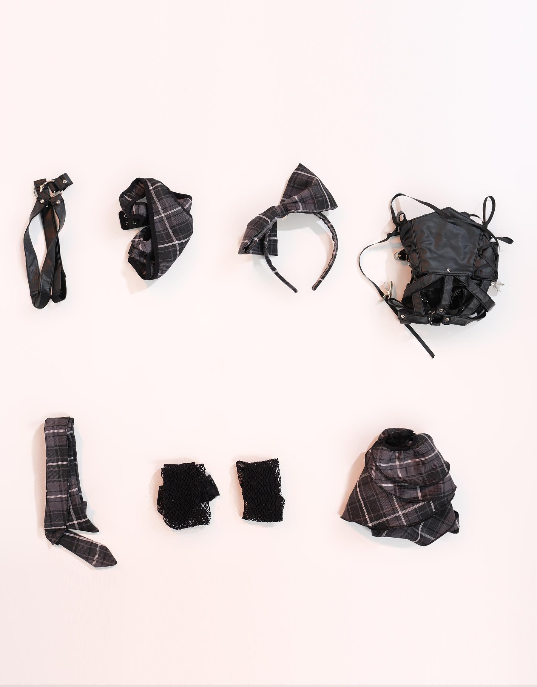 Mobbunny Women Schoolgirl Cosplay Costumes Dress with Headband and Stockings - Medium Black