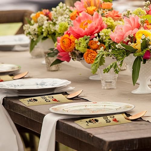 Miniatura 5 de Outus 100 bolsas de cubiertos I Do BBQ de papel de estraza para utensilios, desechables, soporte para utensilios, cuchillo agradecido, tenedor,