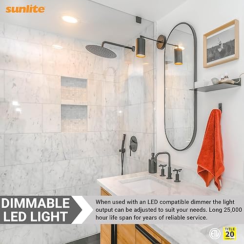 Miniatura 4 de Sunlite 41221 LED 90 CRI R20 - Bombilla empotrada, 8 vatios (50 W), 525 lúmenes, regulable, base media (E26), ángulo de haz amplio de 110, Energy