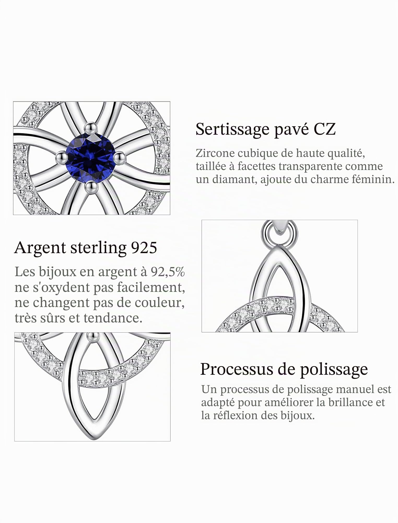AEONSLOVE Collier Nœud de Sorcière Argent 925 pour Femme Fille, Collier Nœud Wiccan avec Pierre de Naissance Pendentif Celtique Chance Bijoux Charme de Sorcière