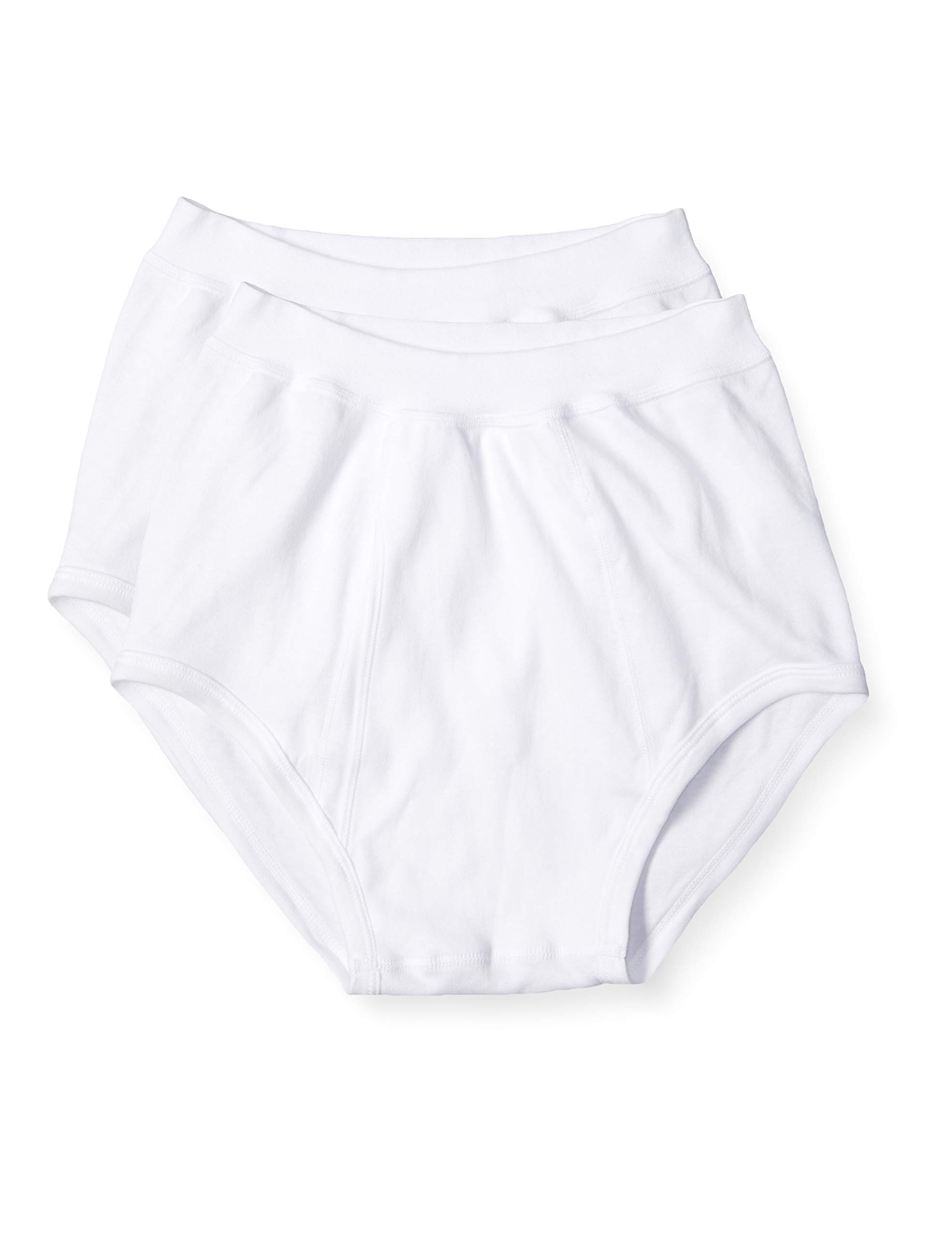 Gunze Men's Span Briefs, Warm, Soft, Open Front, Set of 2, 100% Cotton, White