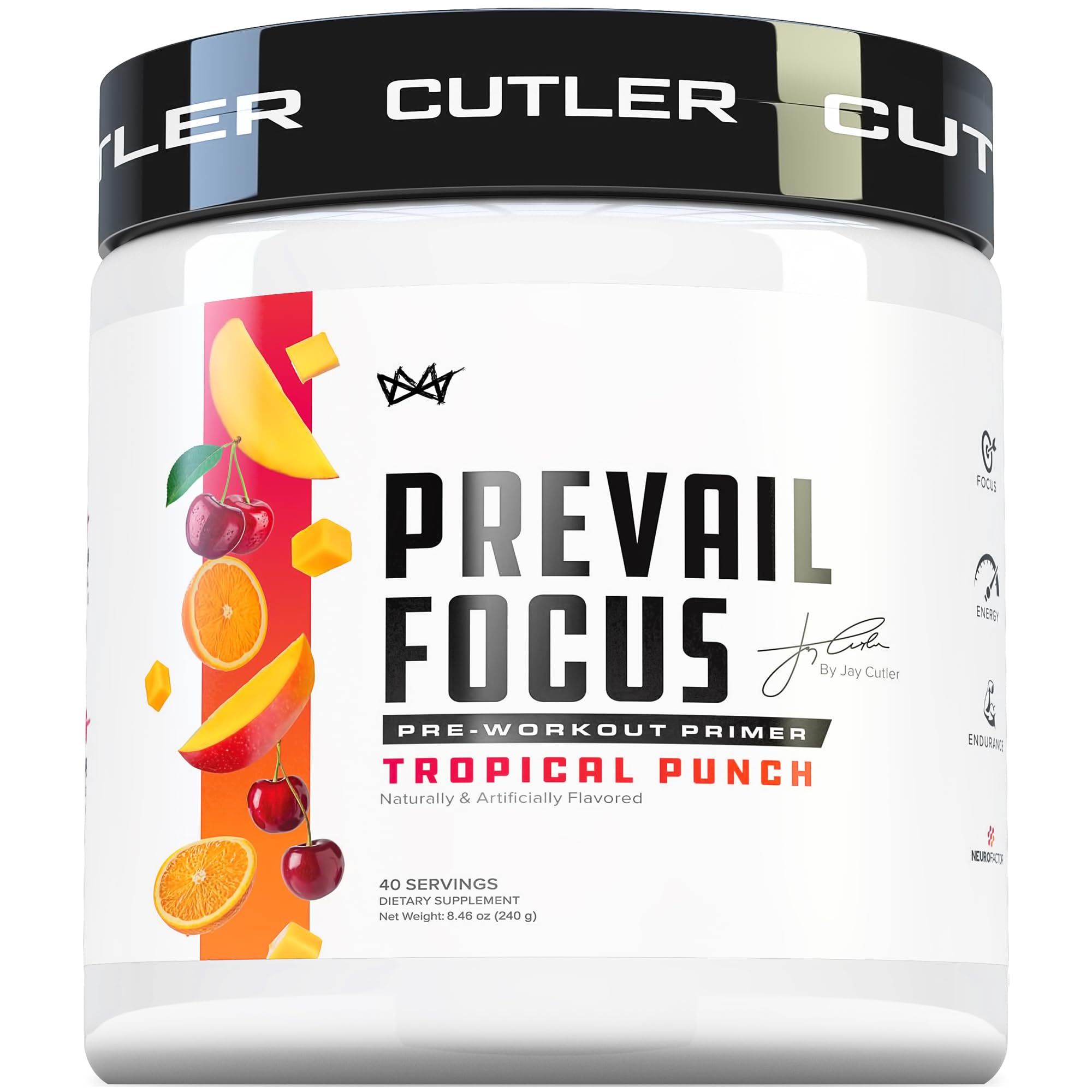 Cutler Nutrition Pré-treino em pó com L-Citrulina, Alpha GPC, L-Tirosina e cafeína sabor Tropical Punch — 40 porções
