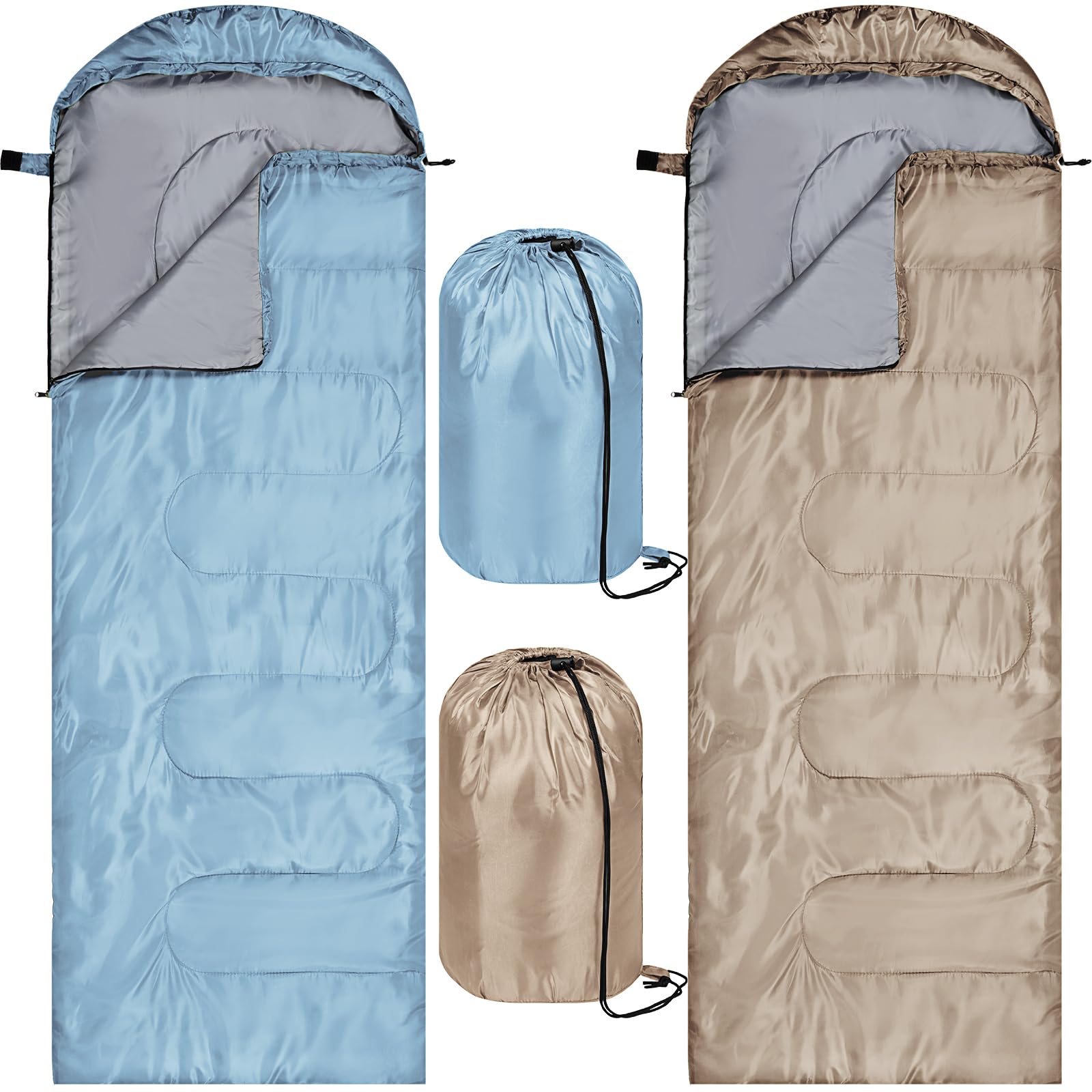 Tudomro 2 sacos de dormir de camping para adultos, ligero, plegable, impermeable, equipo de campamento para mantener el calor para primavera, verano, otoño, interior, exterior, mochilero, senderismo