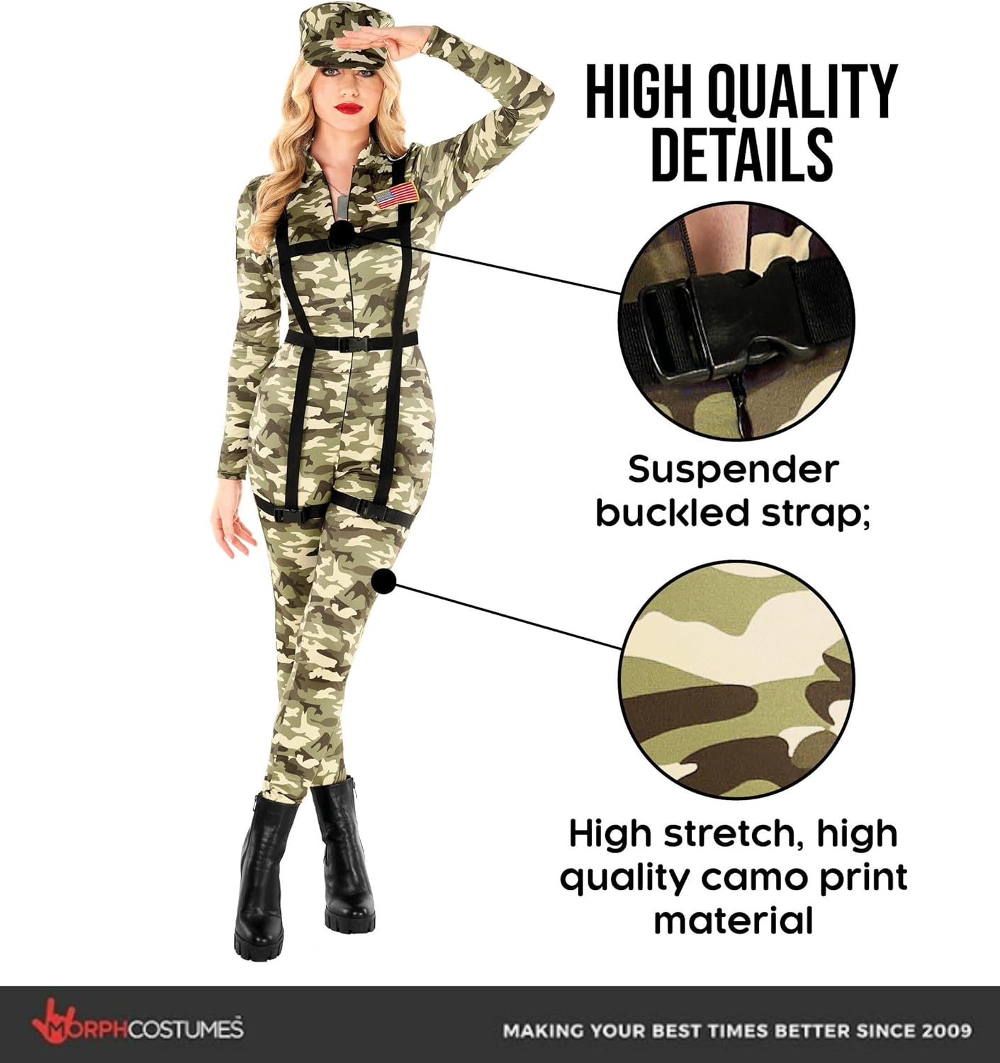 Morph Army Costume Women, Camo Womens Costume, Swat Halloween Costumes For Women, Womens Halloween Costumes - Image 3