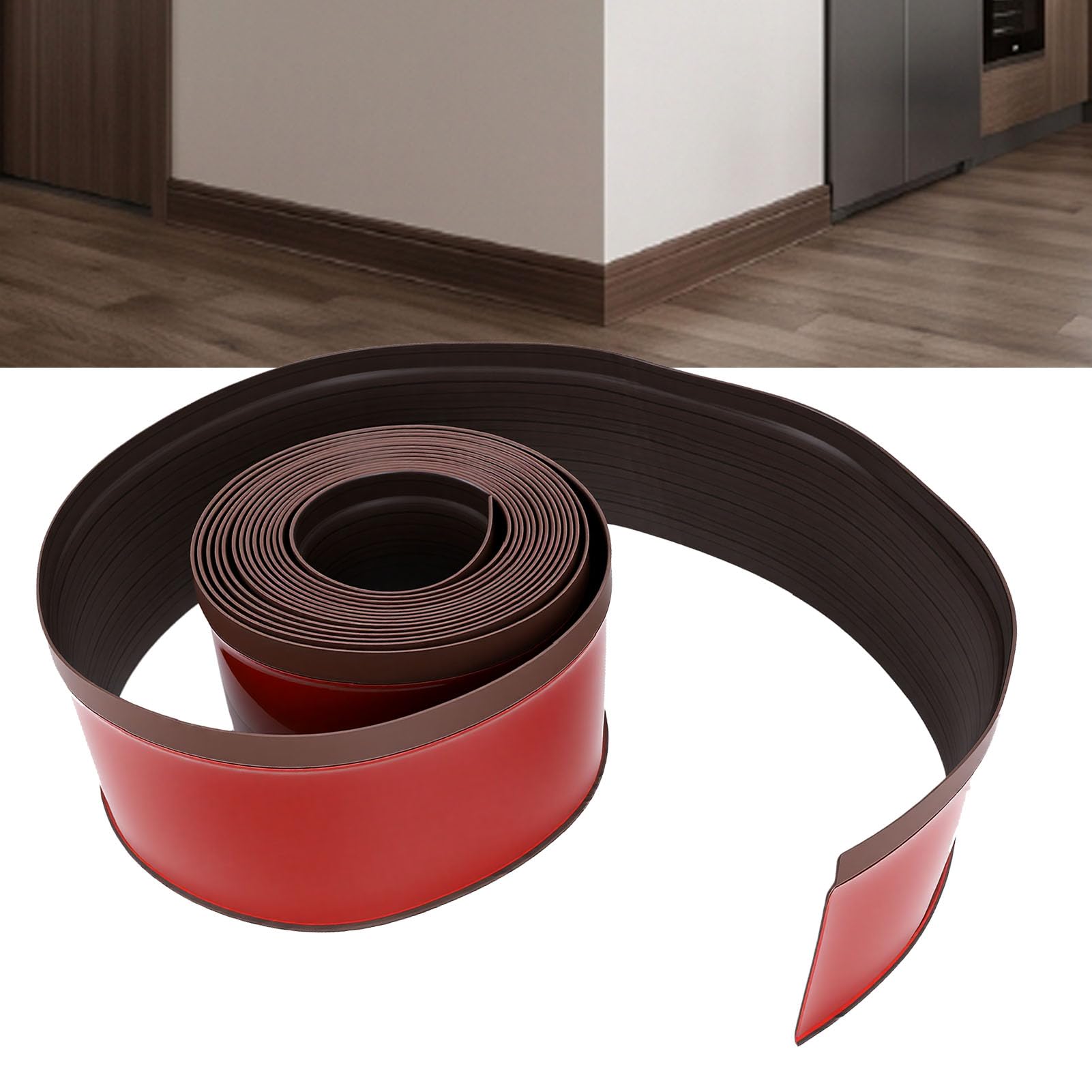Luocute Elastyczna Samoprzylepna Listwa Przypodłogowa z PCV, 10 Cm X 6 M | Odklej i przyklej listwę ścienną, do zakrzywionych ścian, nierównych podłóg w mieszkaniu, kuchni, łazience