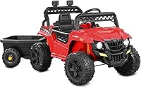 Best Choice Products 12V Kids Ride-On UTV w/ Detachable Trailer, Parent Remote, LED Lights, Bluetooth, 2 Speeds - Red