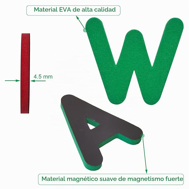 Foto 3 de 7 de Letras Magnéticas para Niños, 105 Piezas Abecedario y Números para Nevera o Pizarra Magnética