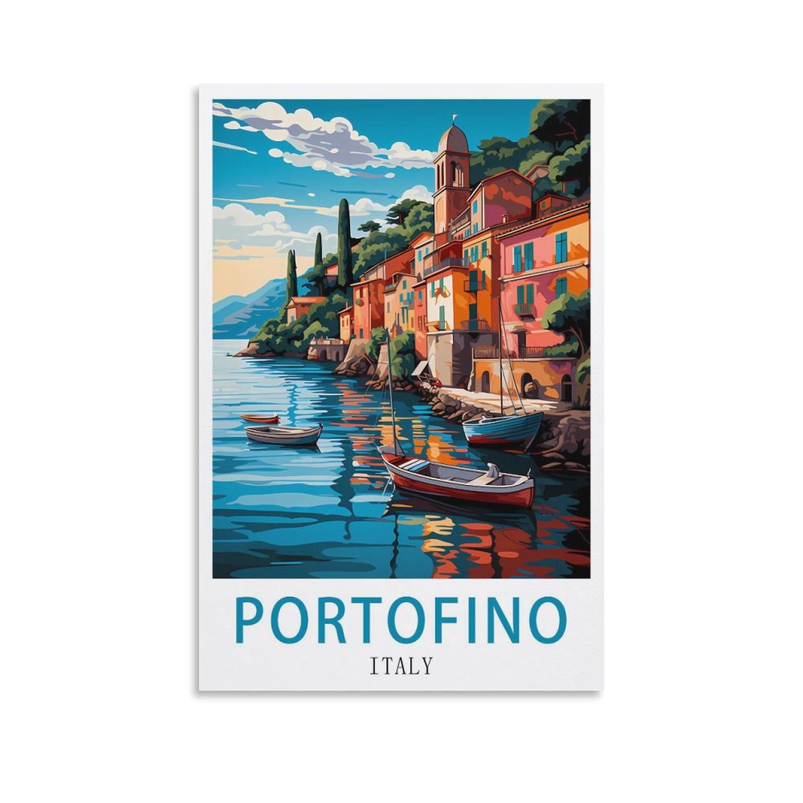 Lnuyitr Unframe-Style Italy Portofino Vintage Travel Poster 12X18inch(30X45cm) Canvas Art Posters And Wall Art Picture Prints Modern Home Bedroom Decor Posters