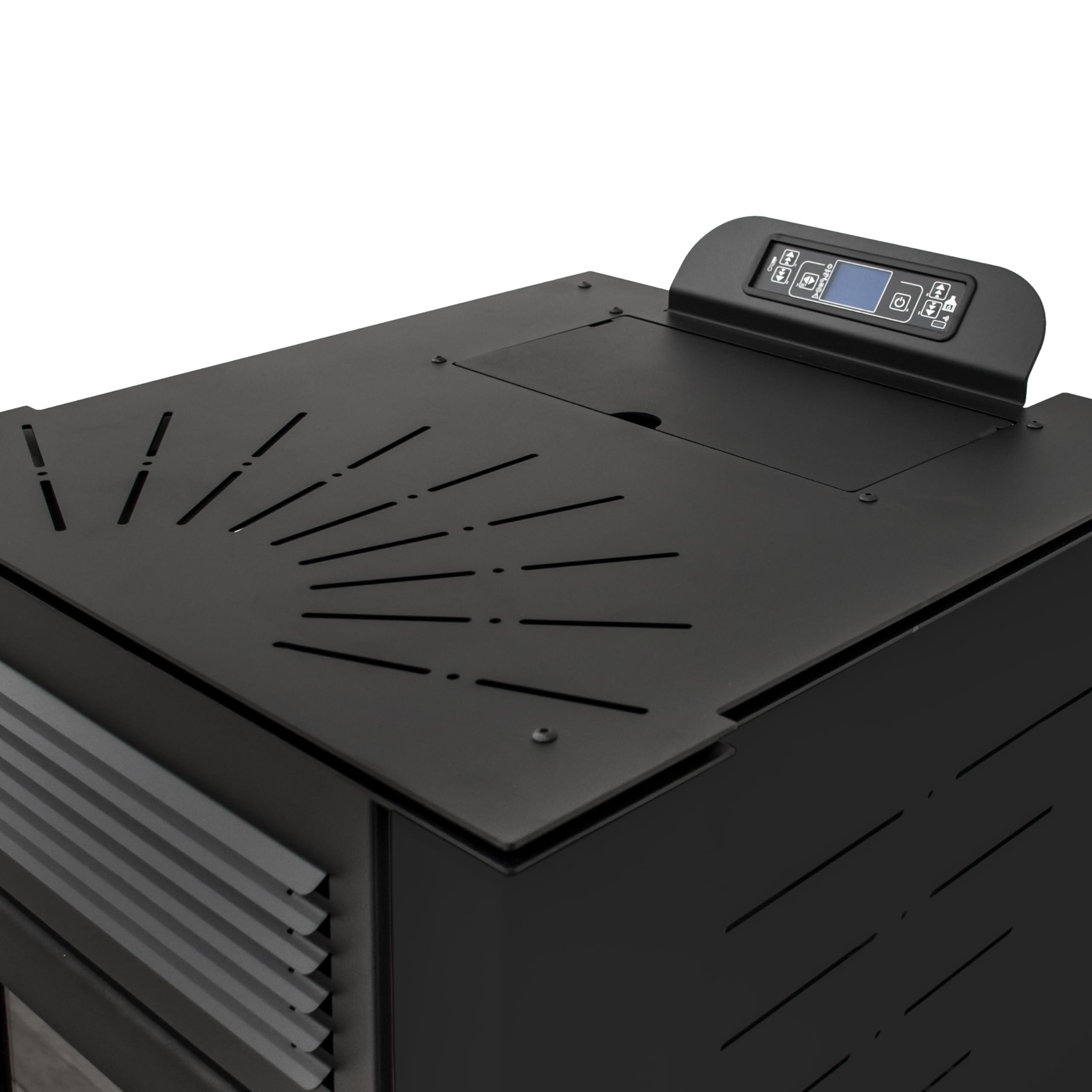 STUFE A PELLET ITALIA San Diego 12 KW 5 Estrellas Canalizado – Estufa de aire ventilado – Eficacia 91% Calentadores 120 m² Autonomía 15H certificada 5 estrellas 5 potencias programables Garantía 24