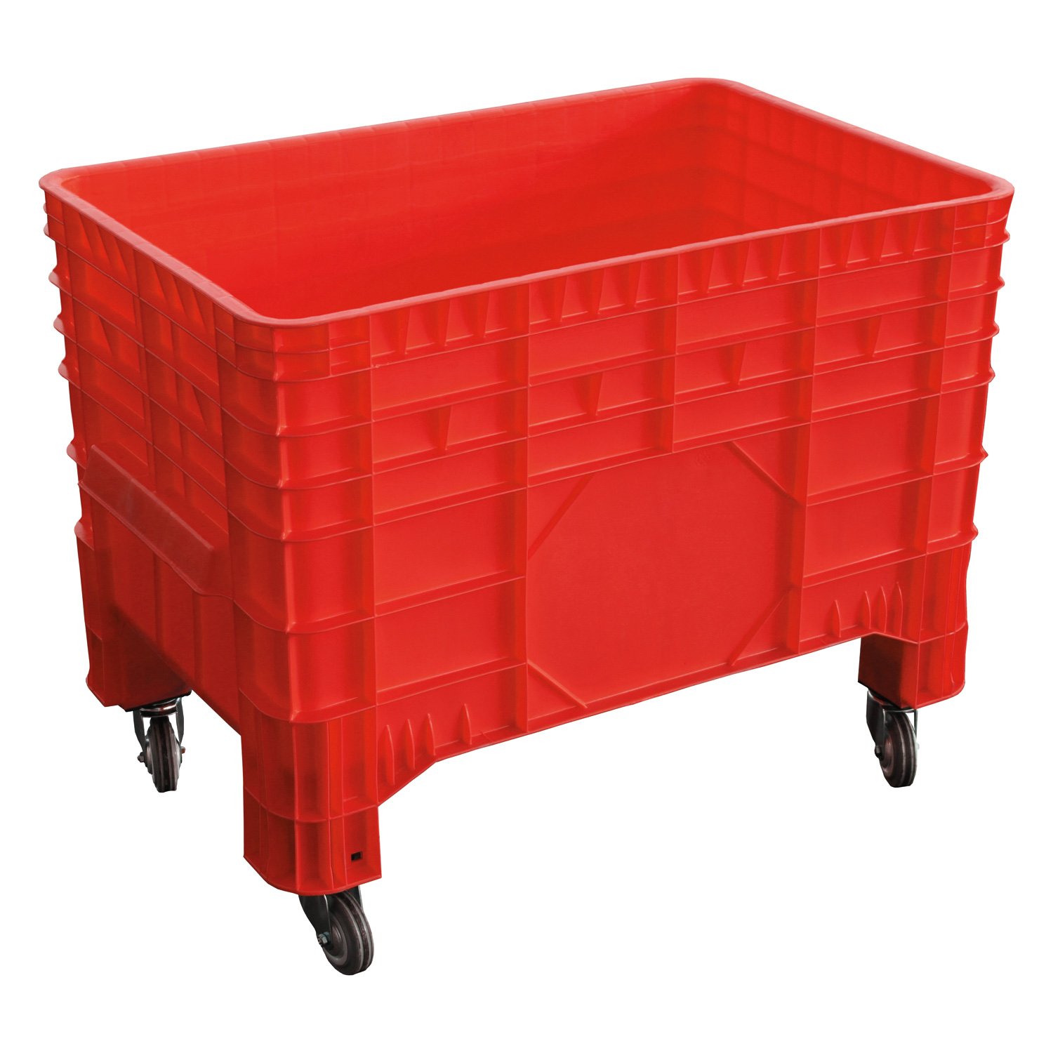 PC-Transportbehälter, ROT, 1040x640x790mm, aus HDPE, Farbe rot, 4 Gummilenkrollen, Inhalt ca. 285 liter