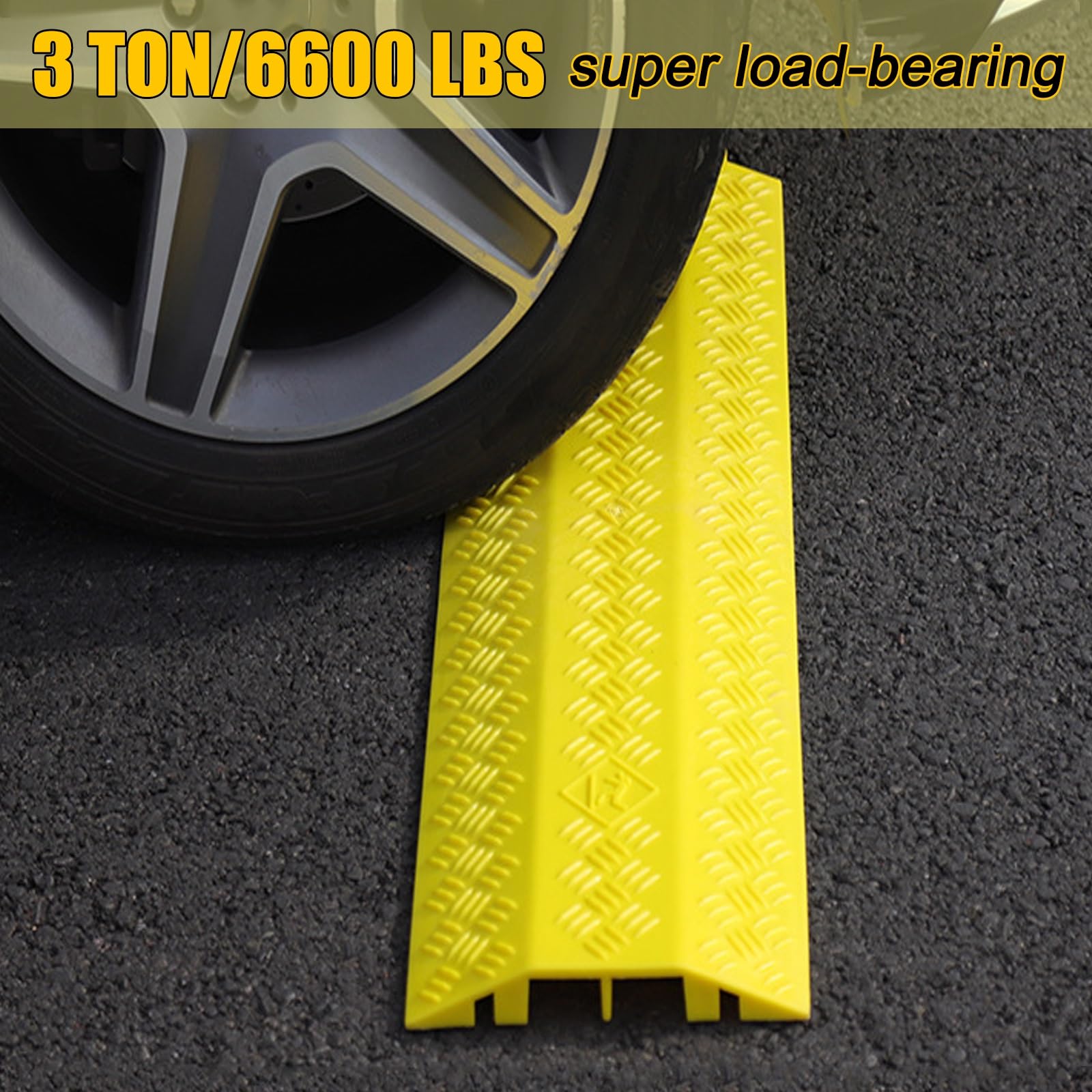 Rampa Auto 2 Canali 3 Tonnellate di capacità Protezione Cavi, Canaletta per Cavi Elettrici, Canalina Passacavi, Copertura Cavi Pavimento per Cavi/Tubi Flessibili/tubazioni